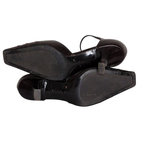 Vintage Brown Leather Kitten Heel Pump Women 7 90s Y2K Preppy Old Money Academia - Picture 6 of 7